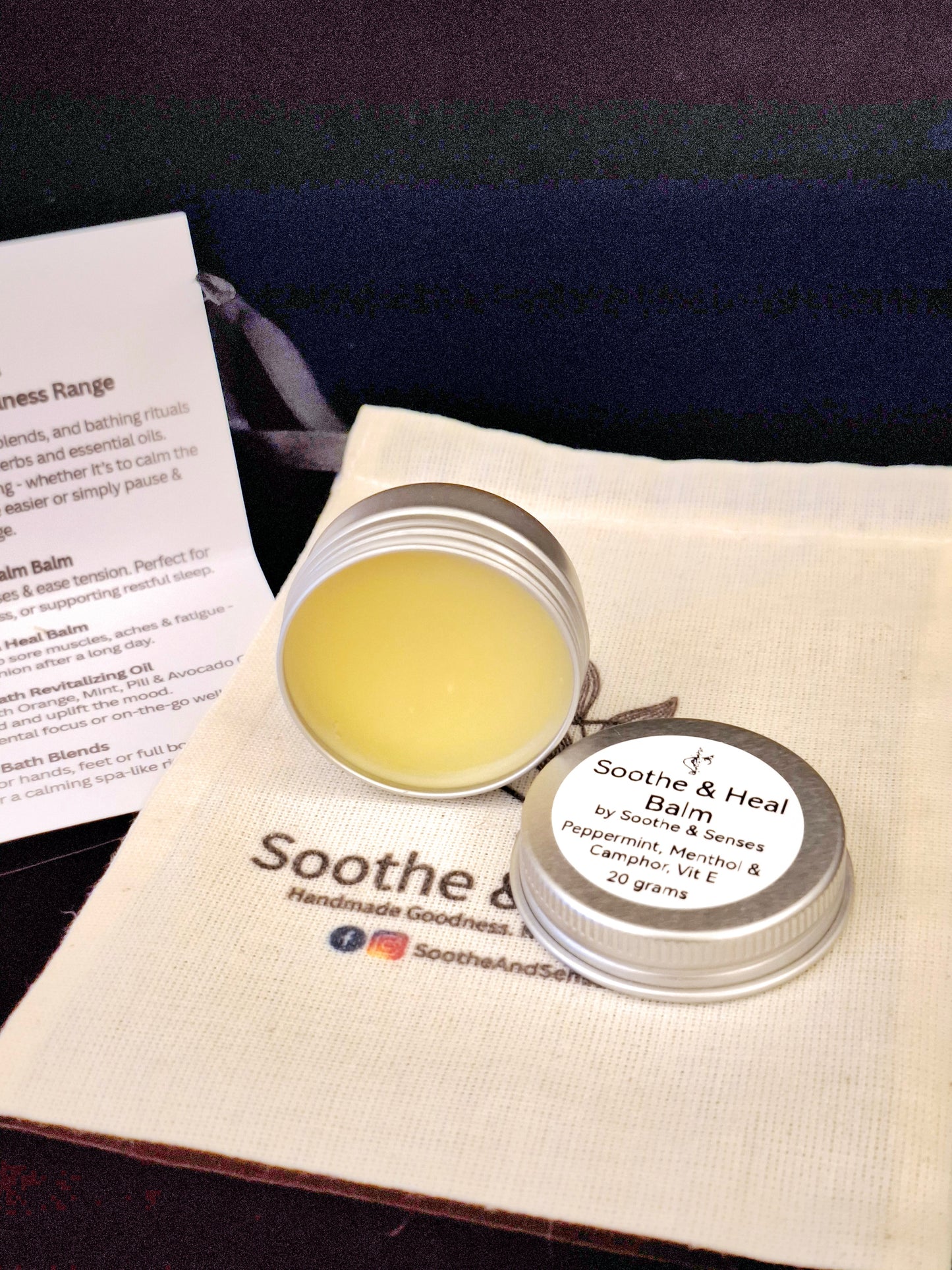 Soothe & Heal Balm 20g Peppermint, Menthol, Camphor/ Pain Relief Rub - All Natural