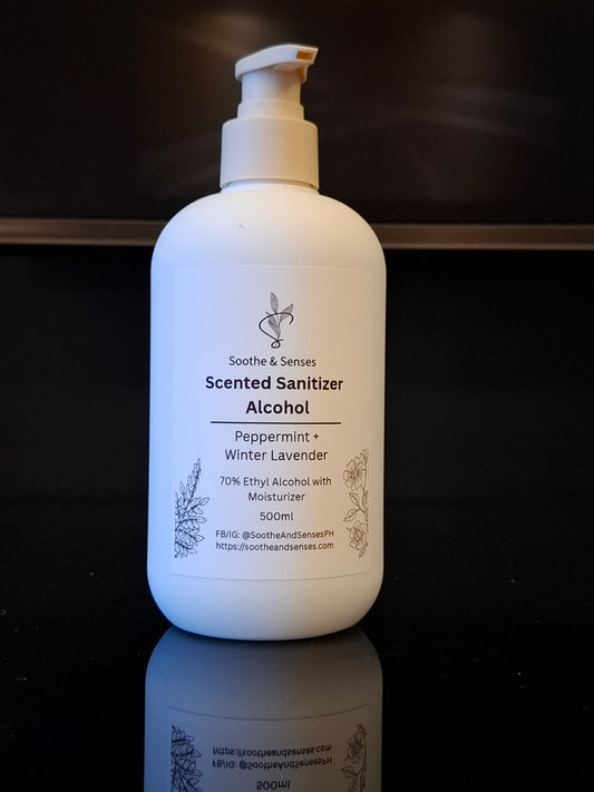 Scented Sanitizer Alcohol 500ml in Pump Bottle - Peppermint + Winter Lavender
