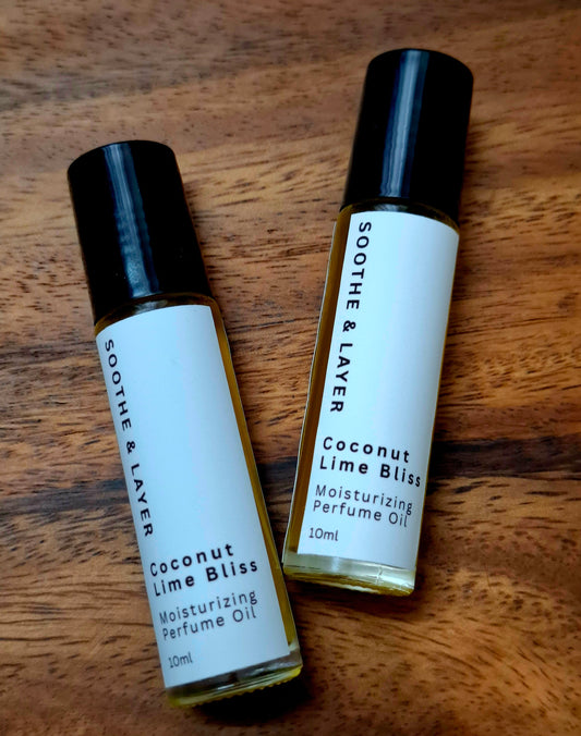 Soothe & Layer Moisturising Perfume Oil Collection - Coconut Lime Bliss 10ml Roll-On Glass Bottle
