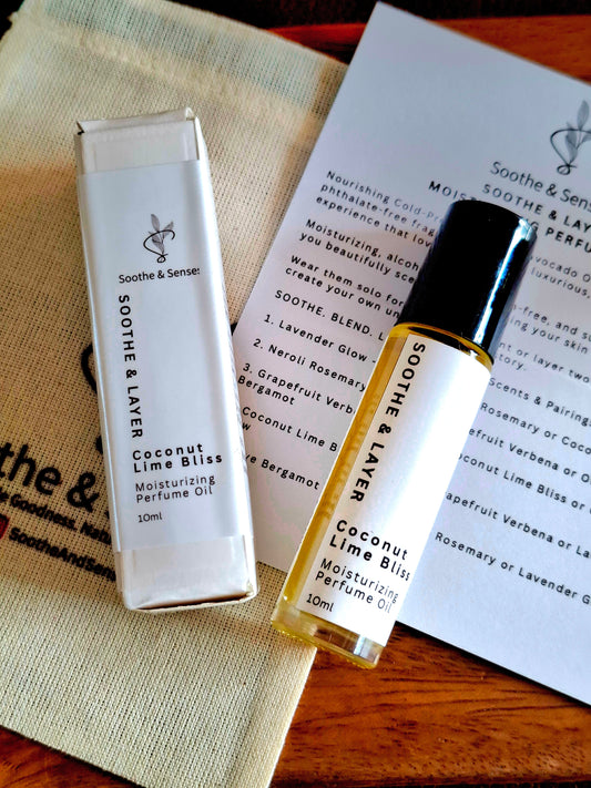 Soothe & Layer Moisturising Perfume Oil Collection - Coconut Lime Bliss 10ml Roll-On Glass Bottle