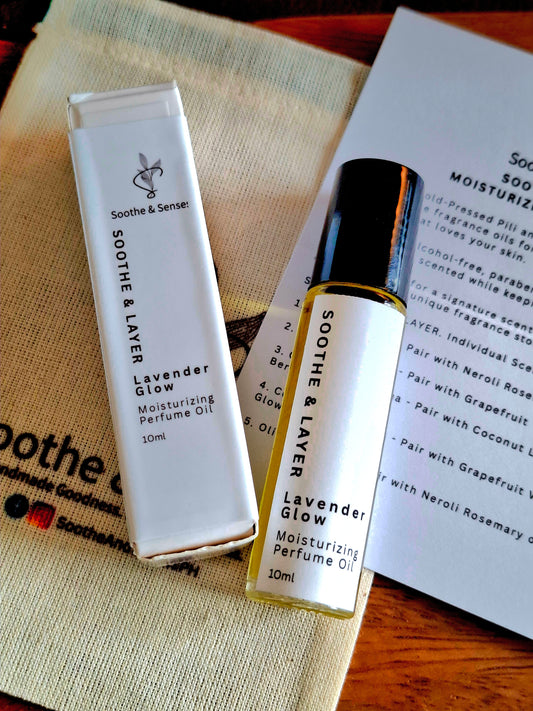 Soothe & Layer Moisturising Perfume Oil Collection - Lavender Glow 10ml Roll-On Glass Bottle