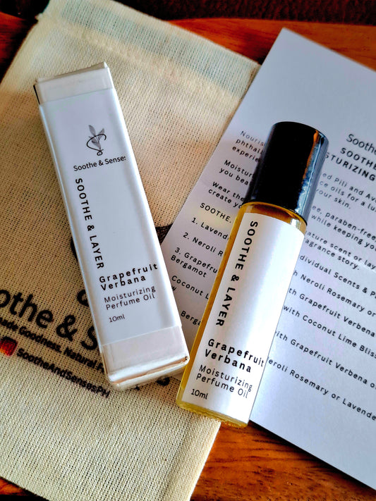 Soothe & Layer Moisturising Perfume Oil Collection - Grapefruit Verbana 10ml Roll-On Glass Bottle