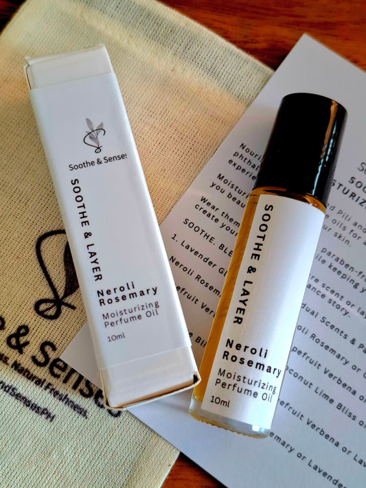 Soothe & Layer Moisturising Perfume Oil Collection - Neroli Rosemary 10ml Roll-On Glass Bottle