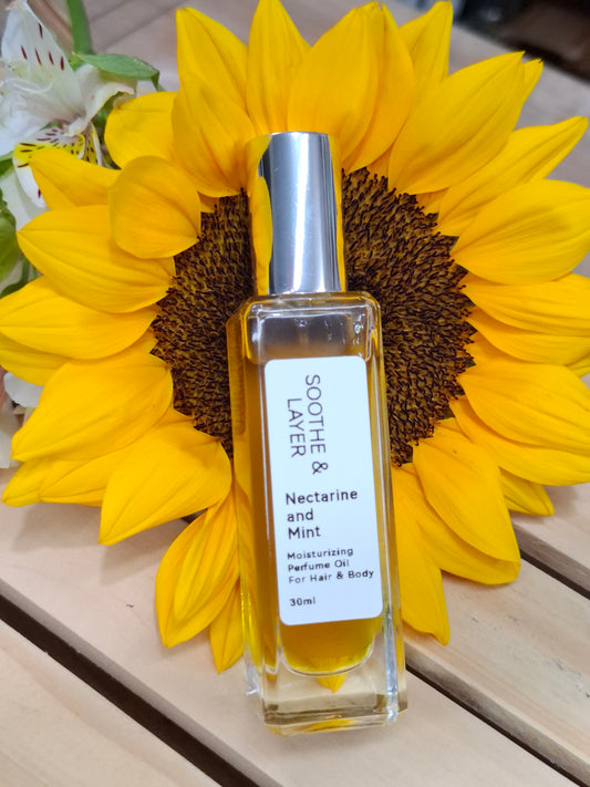 Soothe & Layer Moisturising Perfume Oil Collection - Nectarine & Mint 30ml Spray Glass Bottle