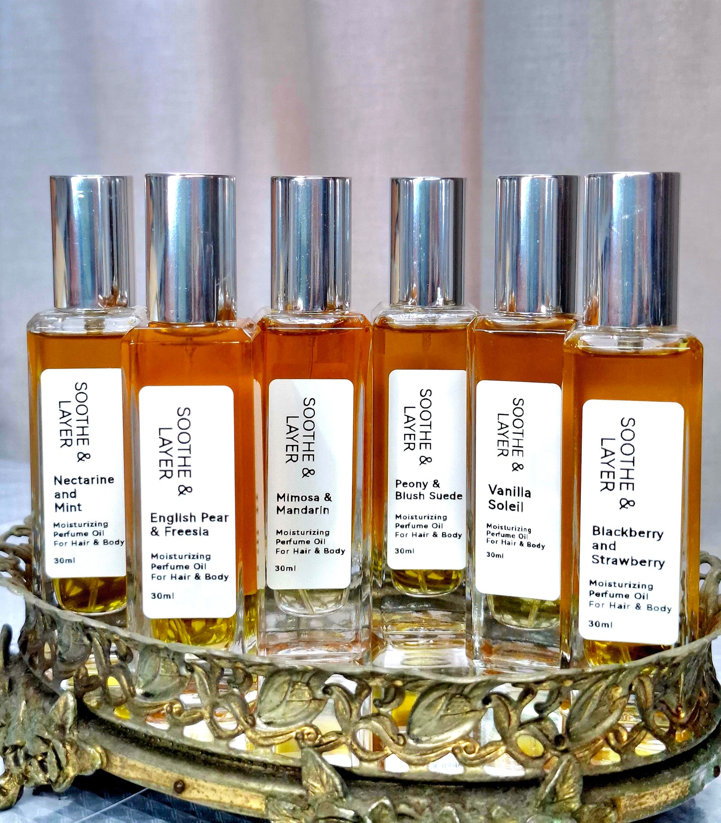 Soothe & Layer Moisturising Perfume Oil Collection - Vanilla Soleil 30ml Spray Glass Bottle