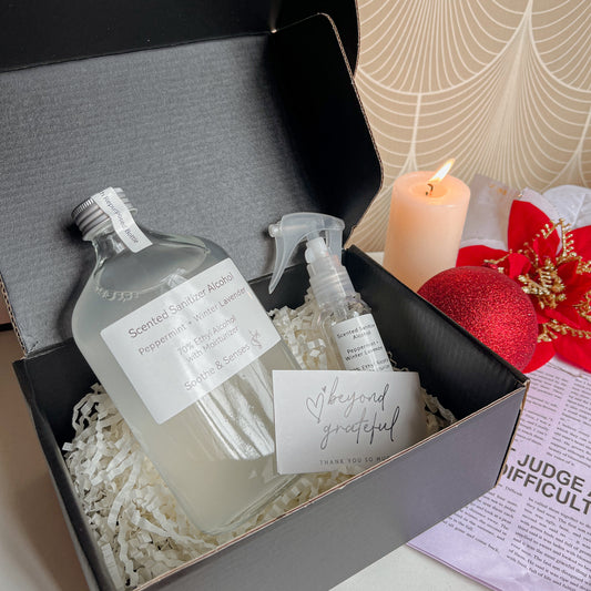 Scented Sanitizer Alcohol 350ml in Repurposed Glass Bottle Gift Set