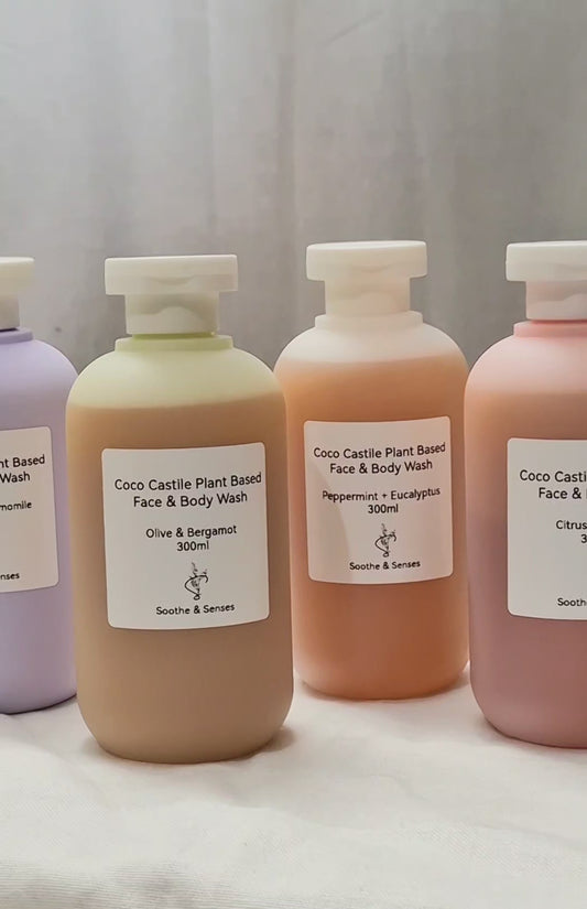 Coco Castile Plant Based Face & Body Wash - Peppermint & Eucalyptus