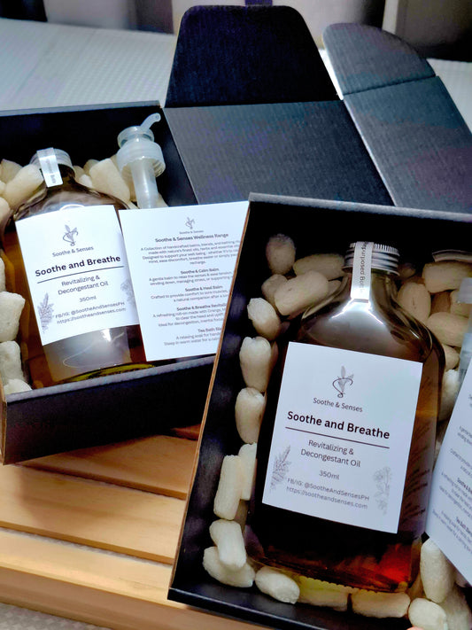 Soothe & Breathe Revitalizing & Decongestant Oil 350ml in Repurposed Glass Bottle
