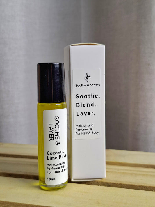 Soothe & Layer Moisturising Perfume Oil Collection - Coconut Lime Bliss 10ml Roll-On Glass Bottle