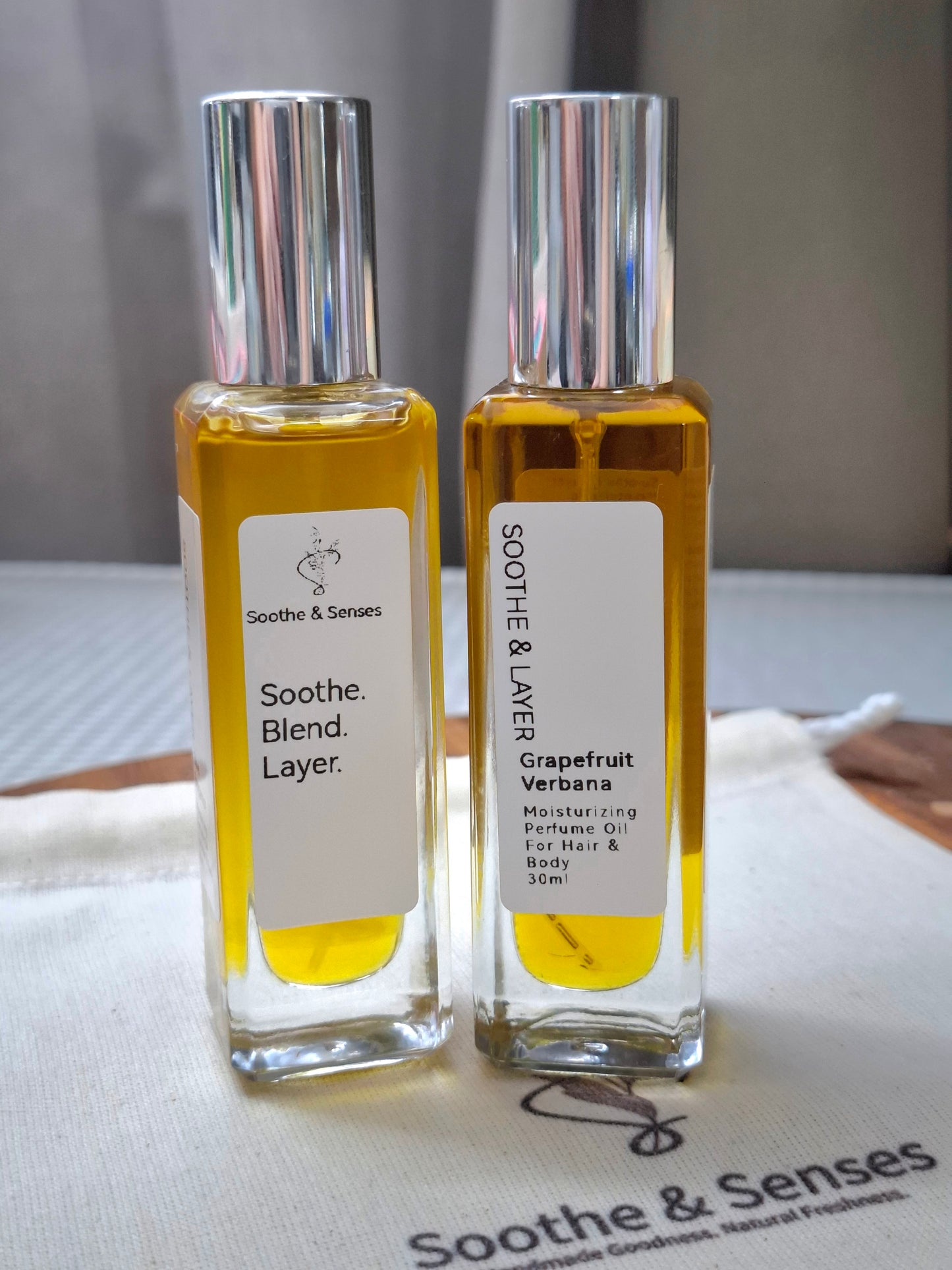 Soothe & Layer Moisturising Perfume Oil Collection - Grapefruit Verbana 30ml Spray Glass Bottle