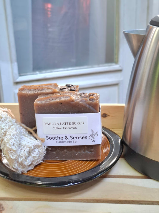 Vanilla Latte Scrub Natural Cold Processed Handmade Bar/ Artisan Soap